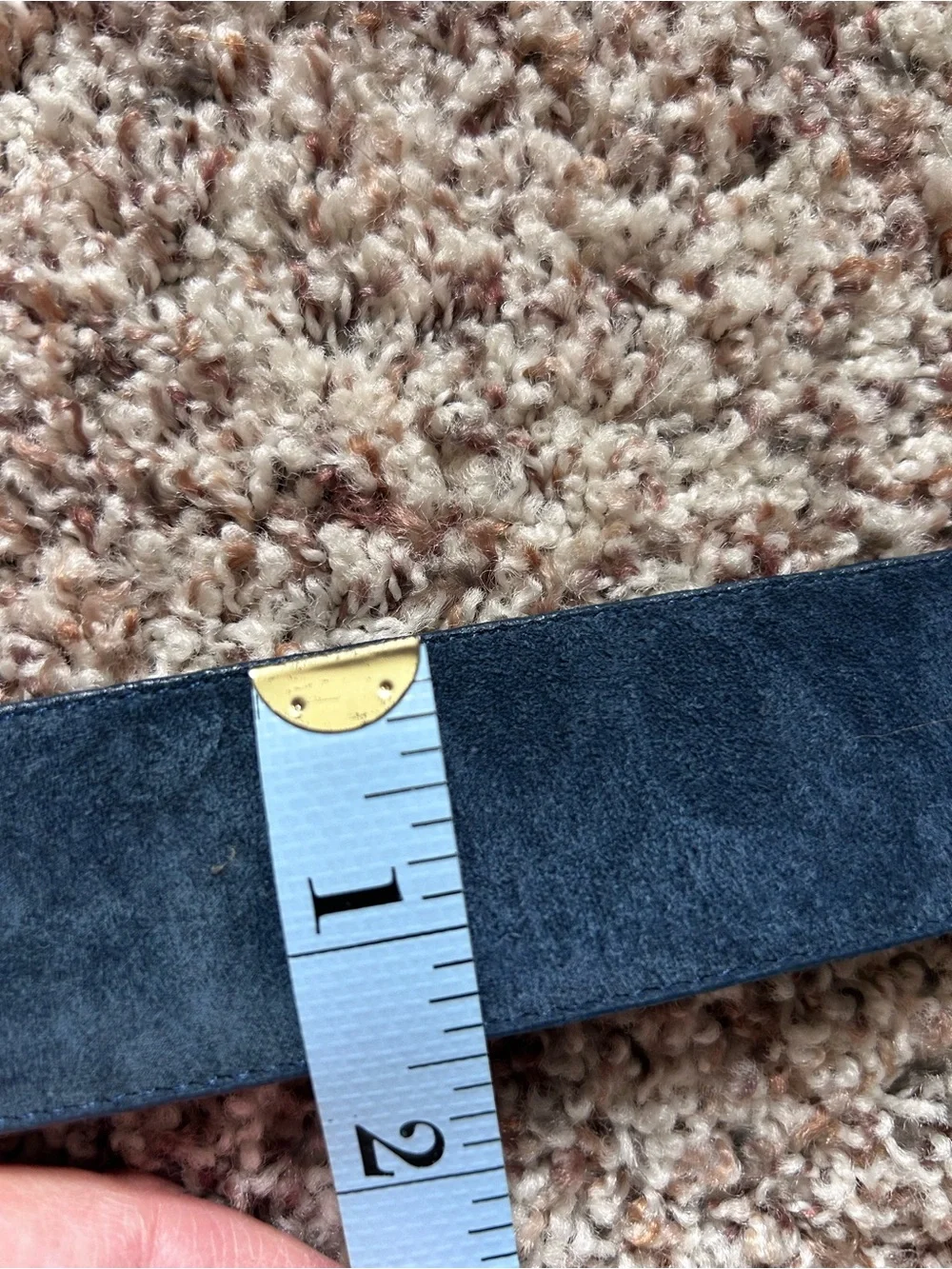 Vintage 80’s/90’s Toledano Genuine Leather Blue Suede Belt Gold Tone Buckle L